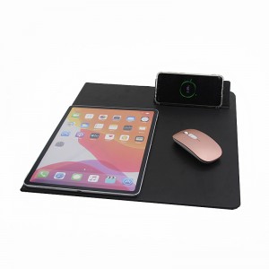 Office Waterproof foldable Desk Pad  3 in 1 Leather Multifunctional mouse pad with phone holder Wireless charging mouse pad