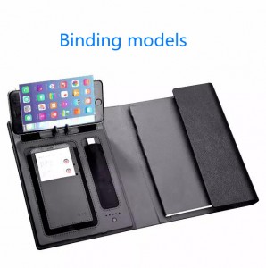 PU Leather Power Bank Phone Holder Card Case Multifunctional Portable Office Commercial Wireless charging notebook