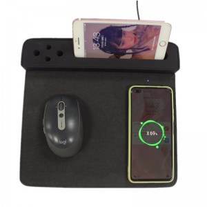 Anti skid phone holder PU leather mouse pad Wireless charging pen holder mouse pad best mouse mat