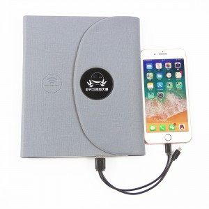 Wholesale Wireless Charger –  pu leather wireless charging notebook custom led logo notebook a5 notebook – Gaoyuan
