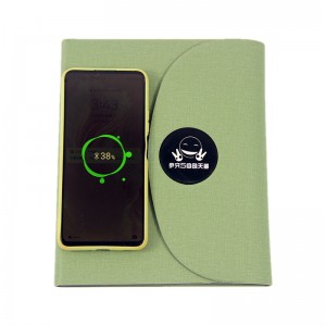 wireless charging notebook with power bank custom led logo notebook charging notebook