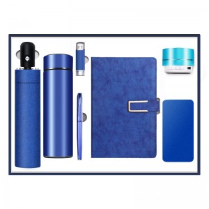 Gift set vacuum flask+pen+notebook+usb flash drive+power bank+Umbrella+speaker for gift ideas for women