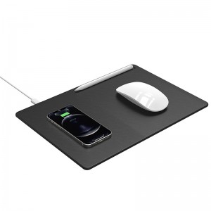 Ultra slim PU Leather wireless charging mouse pad with 15W fast charging
