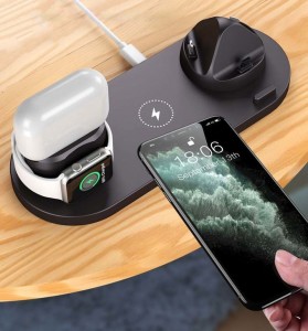Desk Wireless Charger 6-in-1 Fast Wireless Charging Universal Portable Multifunctional Wireless Charger Stand