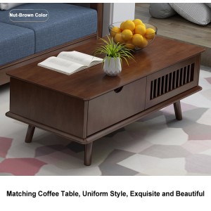 Natural Solid Oak Large Coffee Table for Home Living Room