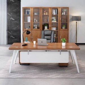 Wooden office table with two storage cabinets