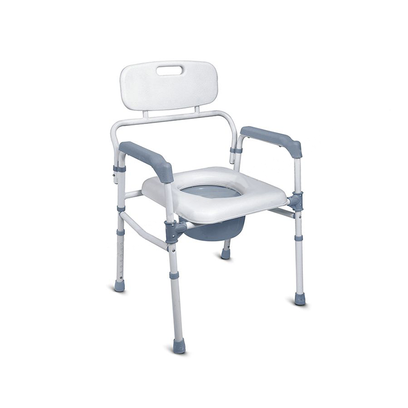 Steel Folding Patient Adjustable Commode Chair with Backrest