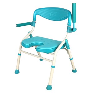 Fektheri Folding Aluminium Shower Chair e nang le Backrest