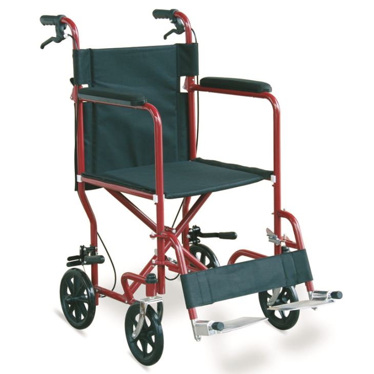 Лека стоманена транспортна инвалидна количка