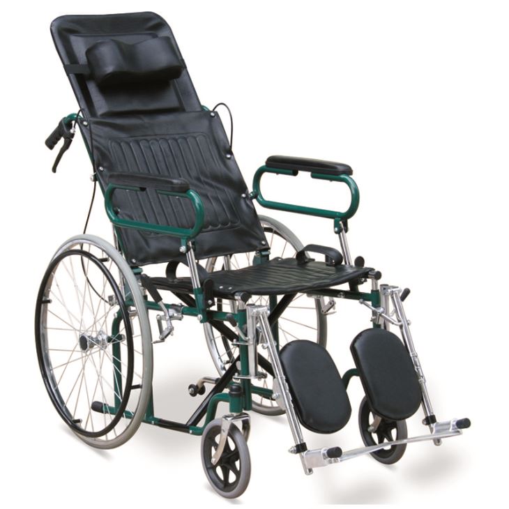 Atrakcyjny zielony rozkładany wózek inwalidzki