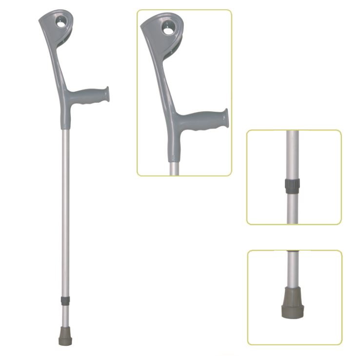 Height Adjustable Lightweight Ho Tsamaea Forearm Crutch With Comfortable Handgrip, Gray