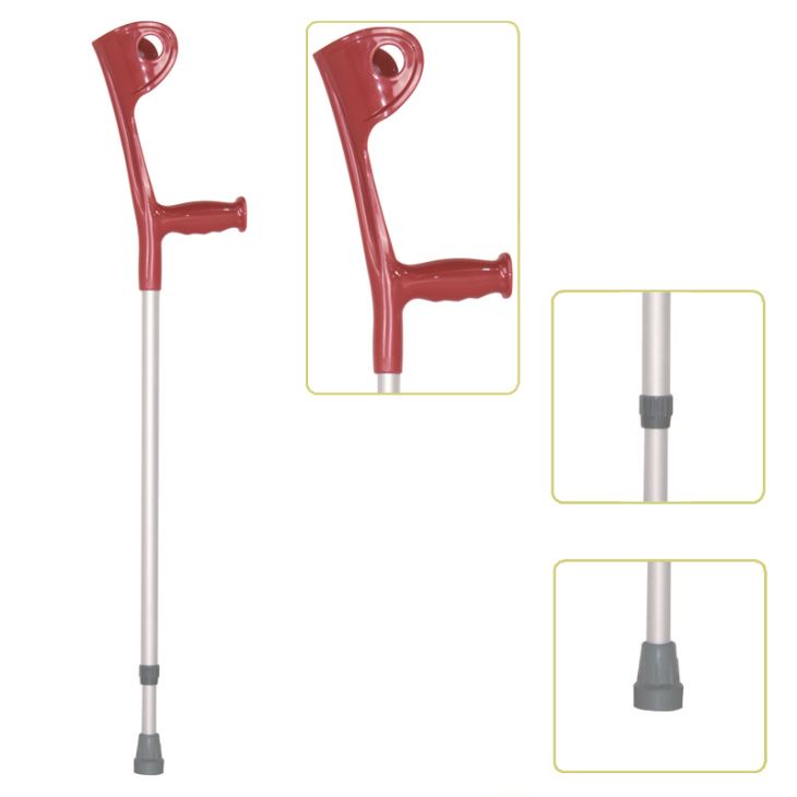 mefuta ea lithupa forearm Height Adjustable Lightweight Walking Forearm Crutch With Comfortable Handgrip, Red