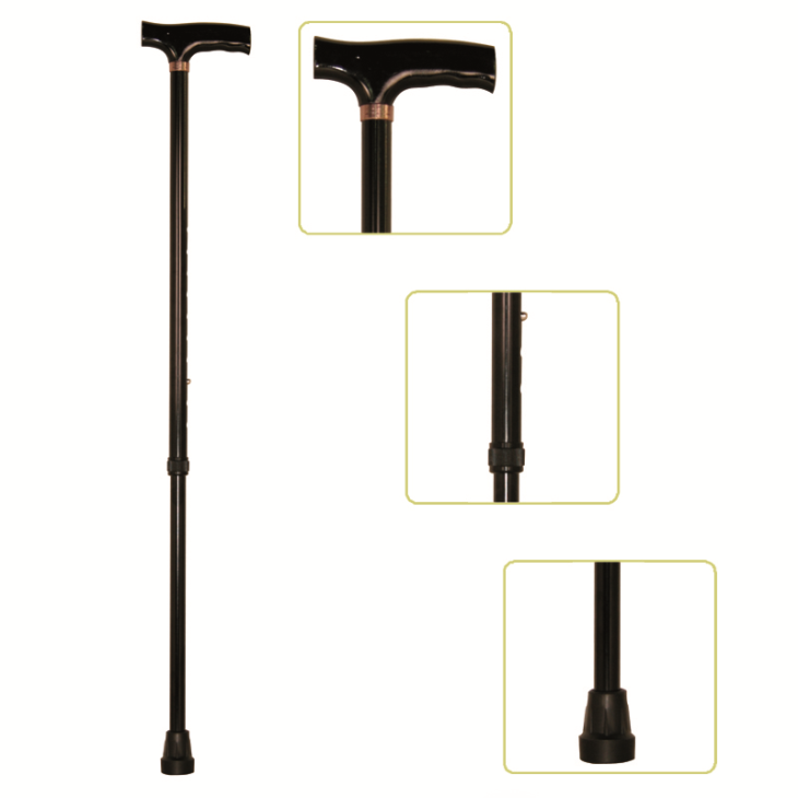 LC930L Height Adjustable Lightweight T-Handle Walking Cane With Comfortable Handgrip, Black