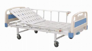 Manual Hospital Bed ine Mattress Side Railings uye mavhiri