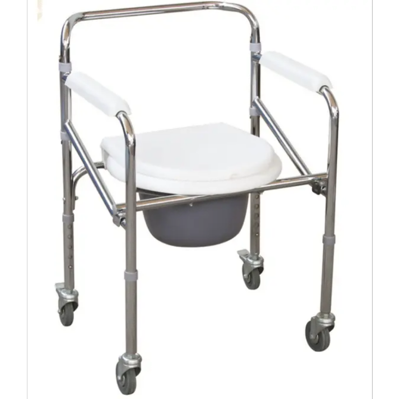Stainless Steel Wheelchair with Commode
