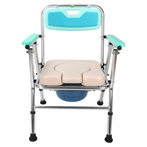 ກອບອາລູມິນຽມທີ່ສາມາດພັບໄດ້ Portable Transfer ສະດວກສະບາຍ Disabled Commode Chair