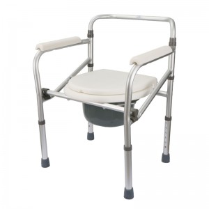 Folding Aluminum Alloy Medical Commode Chair