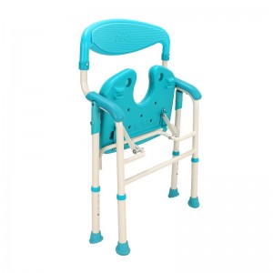Standardna aluminijumska medicinska podesiva tuš stolica koja se koristi u kupatilu