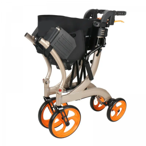Outdoor 4 Wheeled Lightweight Folding Rollator Walker with Seat