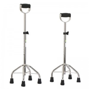 Height Adjustable Steel 4 Legs Walking Stick