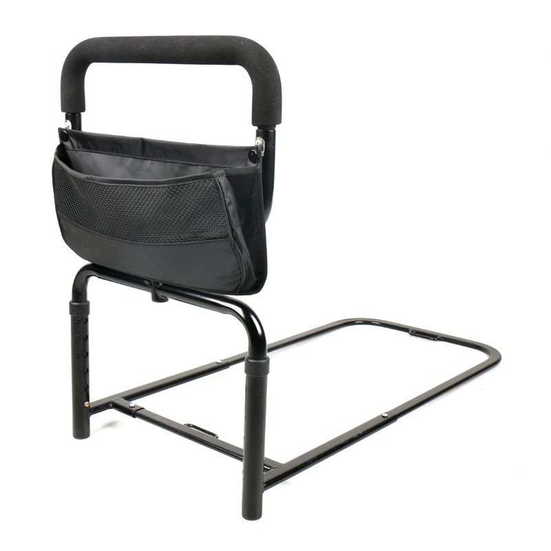Swivel bedside armrest with storage bag black