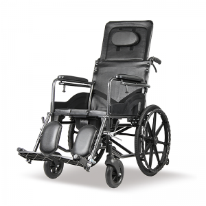 Meditsiiniline kokkupandav kõrge seljatoega ratastool puuetega inimestele