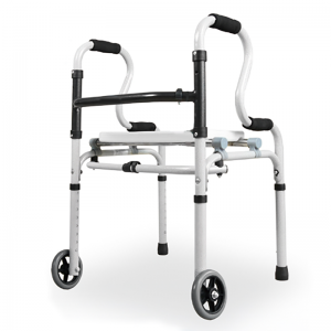 OEM Medical Sehlahisoa Aluminium Alloy Height Adjustable Folding Rollator Walker