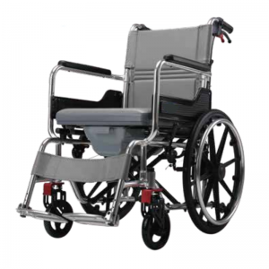 Slimnīcā lietots viegls pārnēsājams ratiņkrēsls ar kumodi