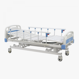 Zložljiva ročna postelja za medicinsko nego s tremi ročicami