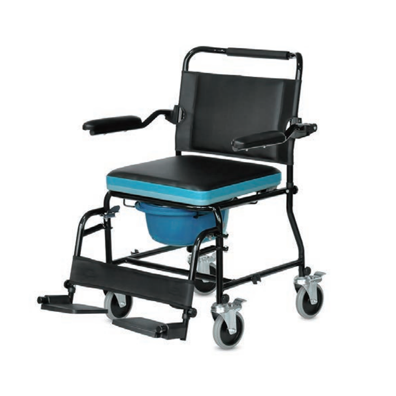 Medical Equipment 4 Wheels Shower Commode Chair Foldable for Elderly