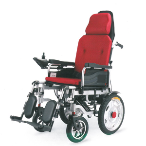 Regulowany, składany, elektryczny wózek inwalidzki z wysokim oparciem