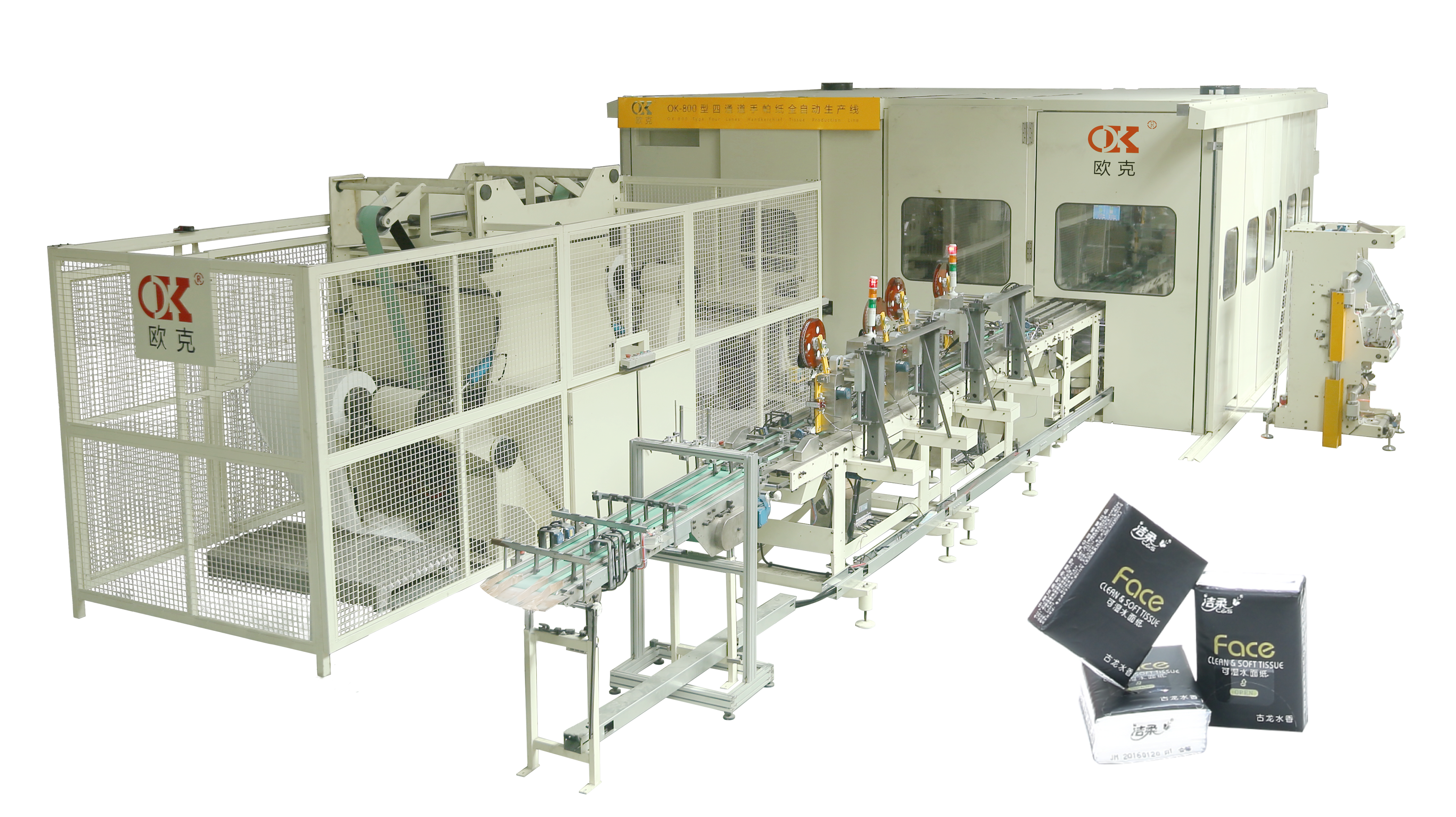 Professional China Pocket Tissue Folding Packing Machine - OK-800 4 lanes high speed handkerchief tissue production line – OK