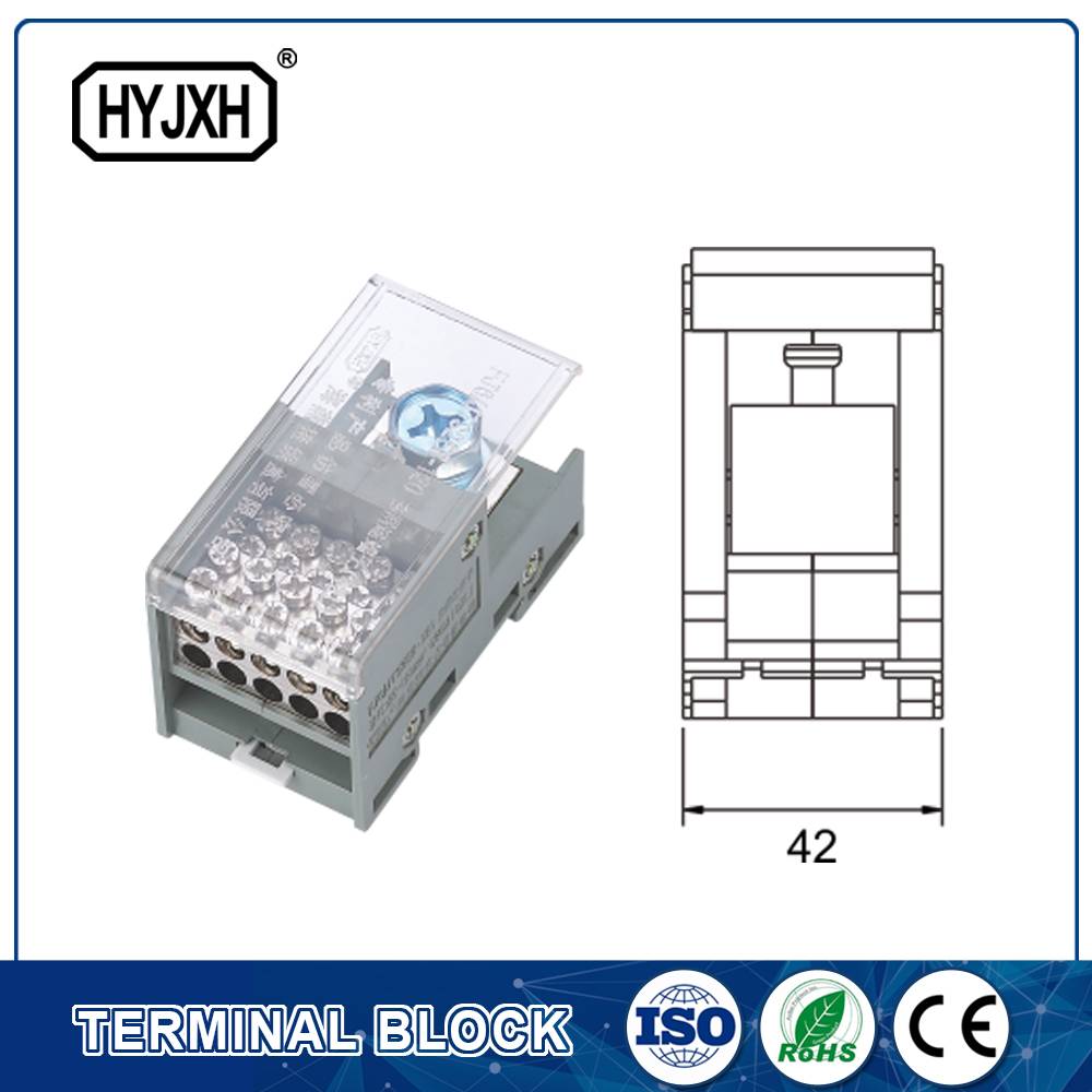 FJ6-JTS2EB Single pole DIN rail type connection terminal(Three inlet)  max inlet wire : 120,150 mm sq