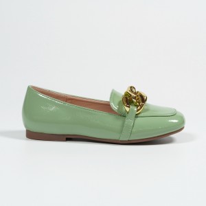 Celadon Green Loafer Flats Women Spring Season Casual Shoes