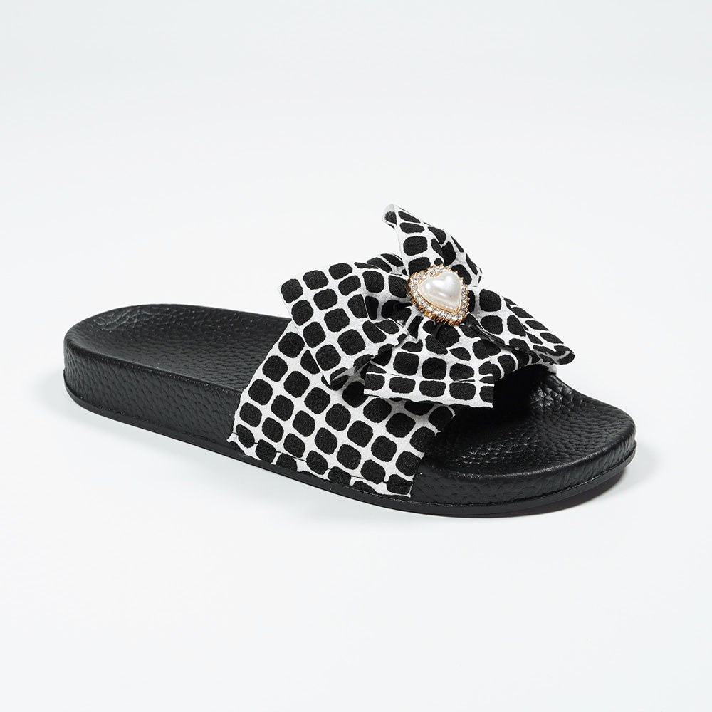 New Arrival Girls Lovely Textile Slipper with Bow Tie PVC Outsole Stylish Slippers