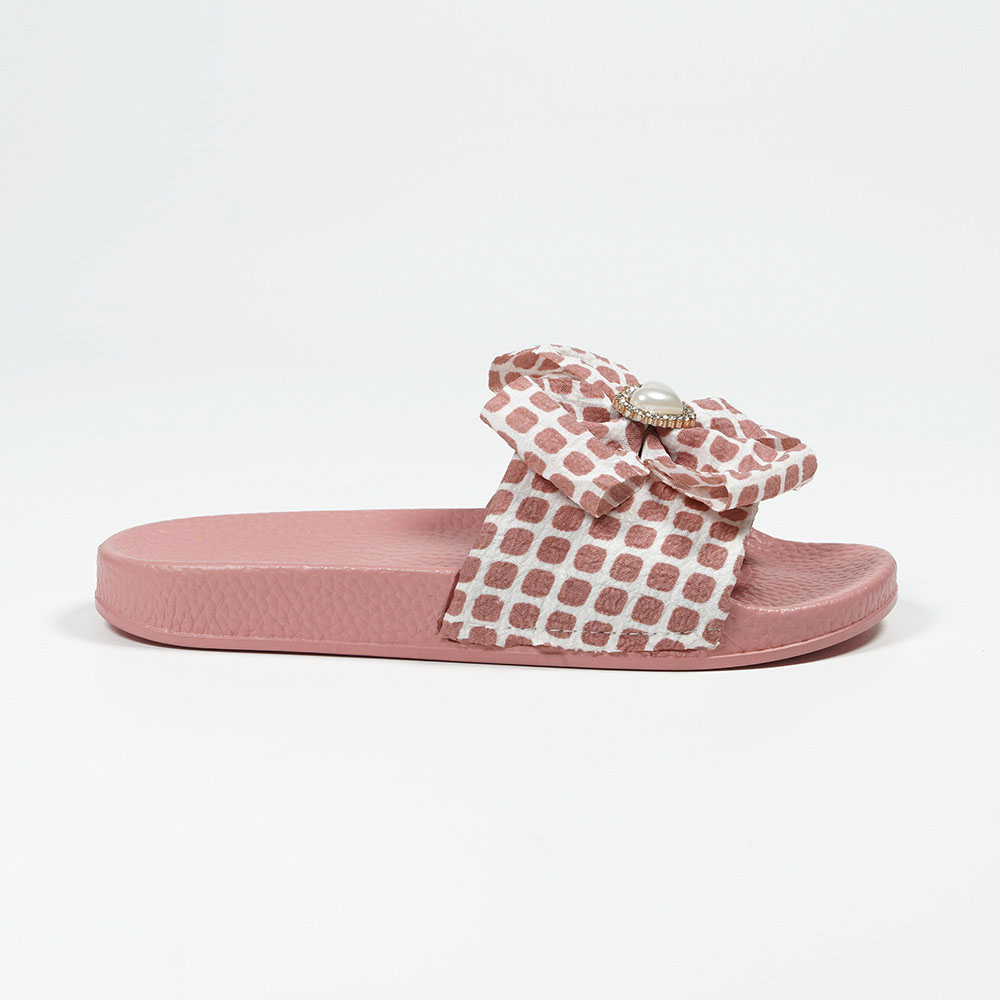 New Arrival Girls Lovely Textile Slipper with Bow Tie EVA Outsole Stylish Slippers