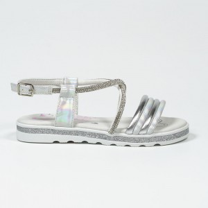 Foreign Trade Fashion Holographic Artificial Leather Strap Sandals for Teenagers