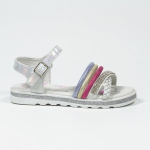 Yidaxing OEM & ODM Shiny Rainbow Leather Strap Sandals