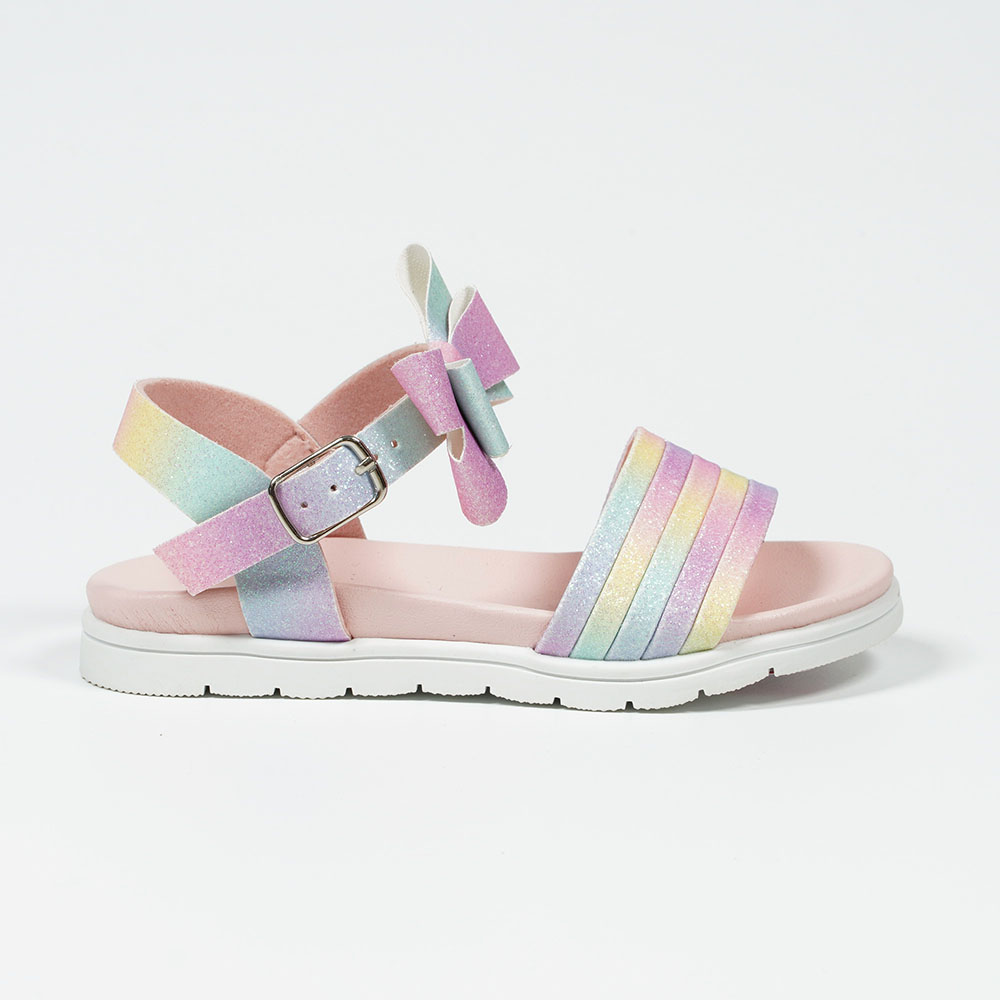 Pretty Ombre Glitter Sandals for Girls with Bowknot