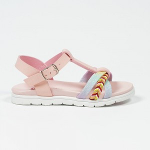 Girls Ombre Faux Leather Upper Sandal with Ankle Strap