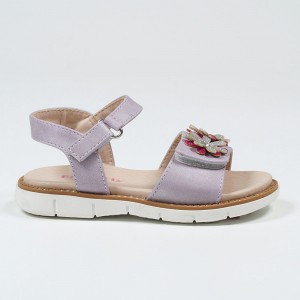 Lilac Glitter Flower Sandals for Girls