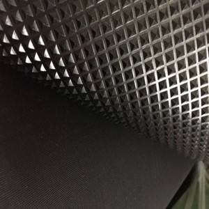 Durable Non-slip Rubber Sheet Diamond Rhombus Textured Grip Top Black Rubber Mat