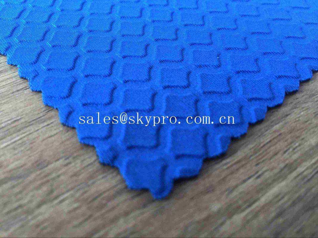 Heat Resistant Blue Commercial Neoprene Fabric Roll 3mm Stability SBR Neoprene Polyester Jersey Fabric