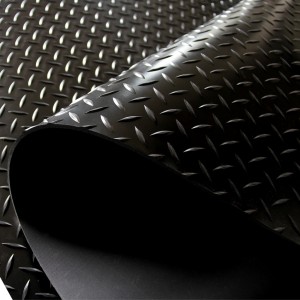 Willow leaf rubber sheet Diamond black anti slip shed van garage workshop rubber flooring matting roll
