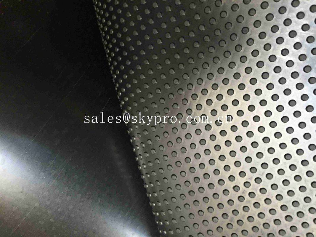Anti – Slip Floor Rubber Mat Roll Black Grooved Little Dot Pattern
