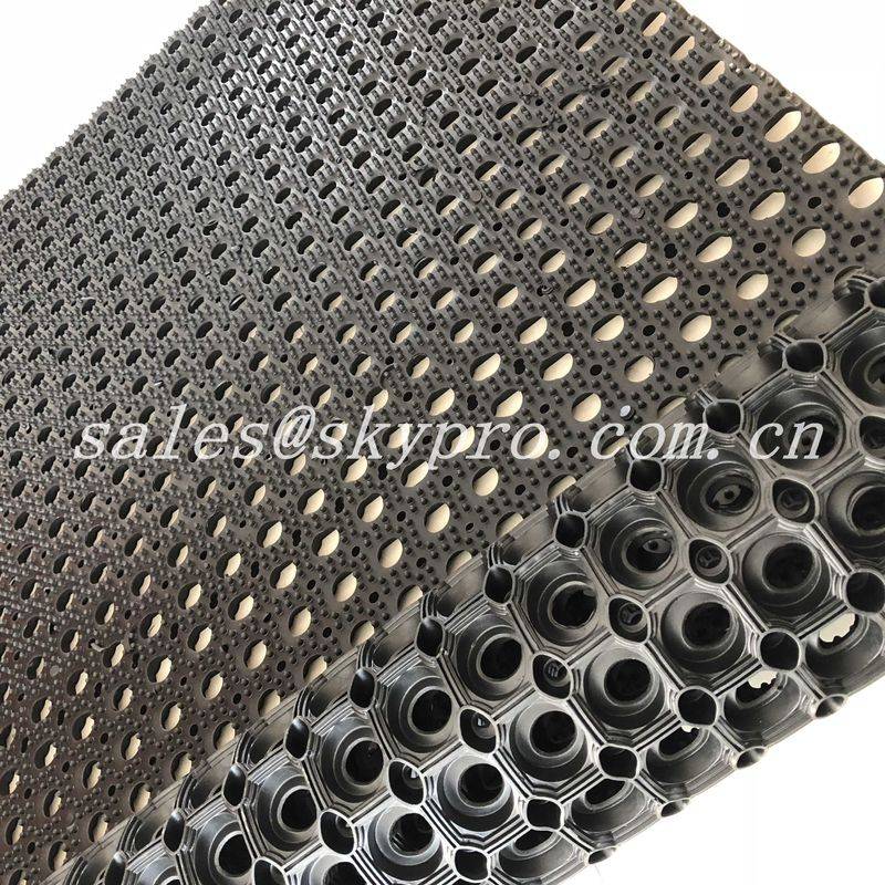 Chinese Professional Rubber Bar Mat - Waterproof Anti – Fatigue Anti – Skid Black Round Hole Rubber Flooring Mat 40x60cm 45x75cm – Skypro