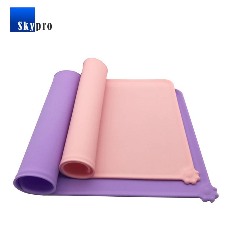 High quality pink color silicone dog food mat,dog food pad