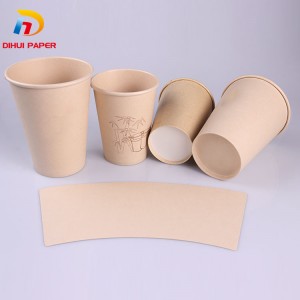 Natutal Bamboo color Paper cup fan