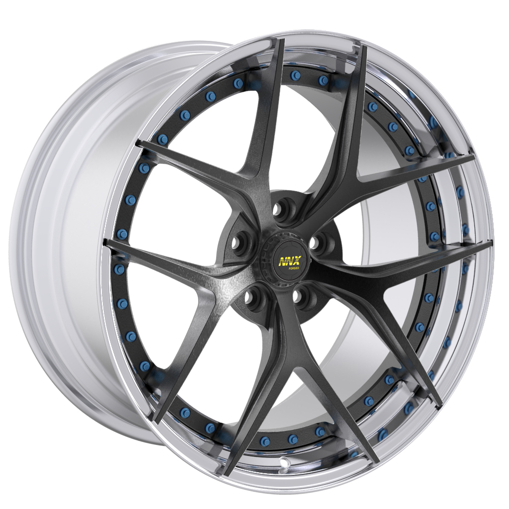 NNX-S744   Lip Polished With Brushed Spokes Wholesales 18 19 20 21 22 24 Inch Car Wheels 5×112/120/114.3/127/130 Forged Wheels