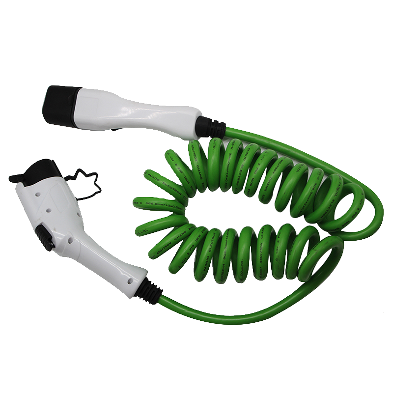 16A 32A Type1 J1772 to Type2 Spiral EV Tethered Cable